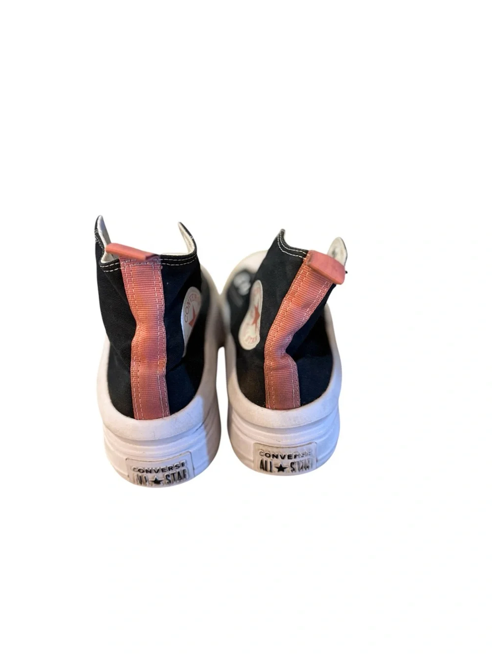 🫶🏻 Converse Black & White High-Top Platform Sneaker with Pink Pull Tab